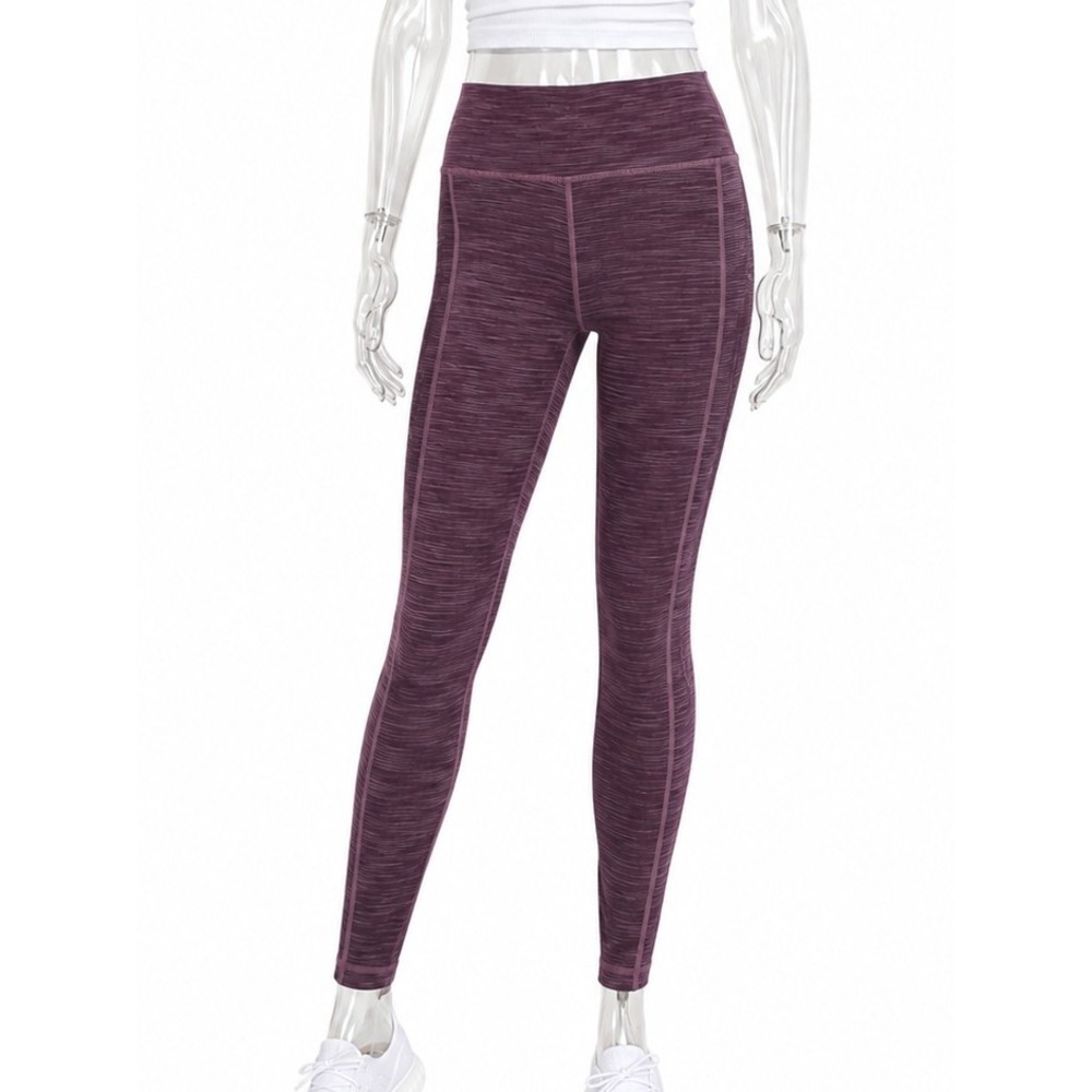 Athleta Womens High Rise Space Dye Leggings Purple Stripe Activewear Size S